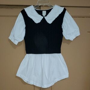 Maeve Textured Black and White Top